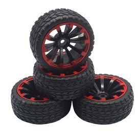 4Pack ShareGoo OD 2.55" 12mm Hex Wheel Rims & Rubber Tires Set Compatible with HSP Redcat HPI Tamiya 1/10 RC On-Road Touring Drift Car