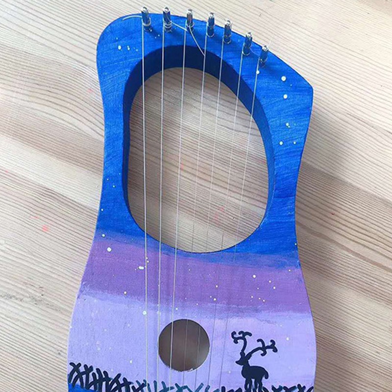 Lyre Harp 7 Strings DIY Kit Basswood Instrument with Tuning