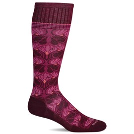 Sockwell Women's Floral Tapestry Moderate Graduated Compression Sock, Cranberry - S/M
