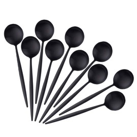 BISDARUN 4.7 Inches Espresso Spoons Stainless Steel Set of 10 Mini Teaspoons Set for Coffee Sugar Dessert Spoons Cappuccino Matte Black