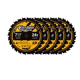 Vierdwin 7-1/4 Inch Circular Saw Blade with 5/8 Inch Arbor – 24 Teeth 5pack, Precision Wood Cutting Blade, Ideal for Softwood, Hardwood, and More