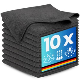 Microfibre Cleaning Cloth, All-Purpose Microfibre Cloths, Streak-Free Cleaning Cloths, Pack of 10, Grey, Size 35 x 35 cm - for Dry and Wet Use - Microfibre Kitchen Towel Polishing Cloth Cleaning Cloth