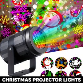16-Pattern Christmas LED Light Projector – USB Powered Indoor Festive Projection Light with Santa & Snowflake Designs, Plug-and-Play Holiday Decor for Bedroom, Home, & New Year Celebrations