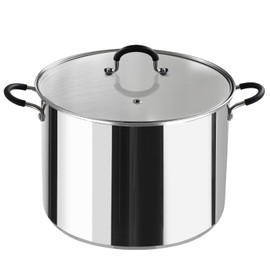 Cook N Home Stockpot Large pot Sauce Pot Induction Pot With Lid Professional Stainless Steel 20 Quart, with Stay-Cool Handles, silver