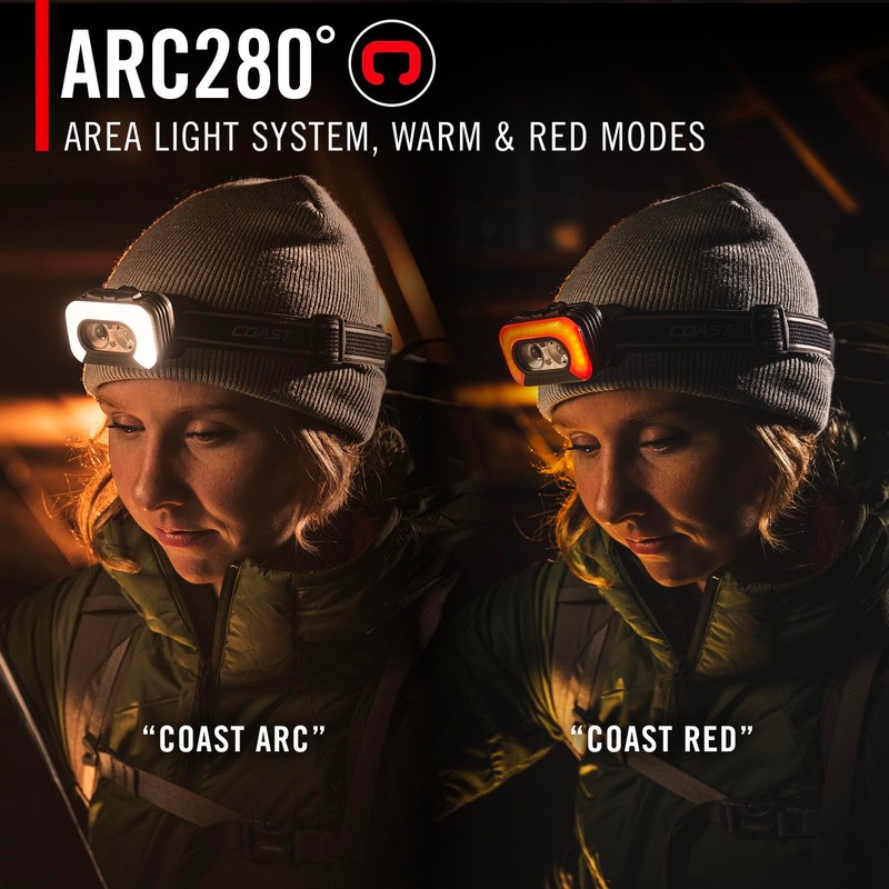 Coast RL35R Voice-Controlled 1100 Lumen Rechargeable LED Headlamp with ARC280™