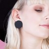 Large Statement Earrings Round • Flat Stud Earrings Black •