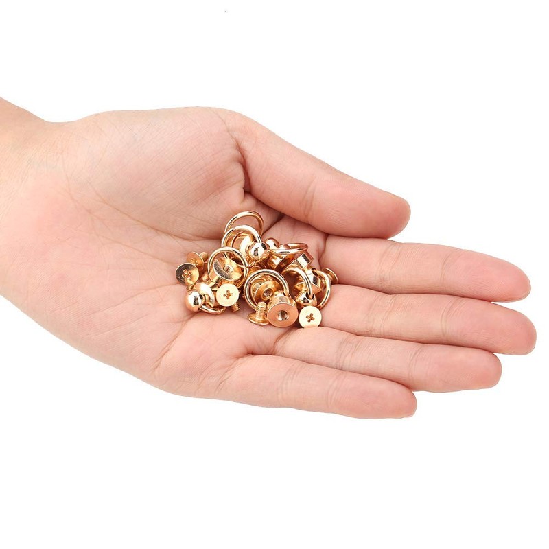 FTVOGUE 10pcs Craft Rivets Brass Studs Screw Back Round Head