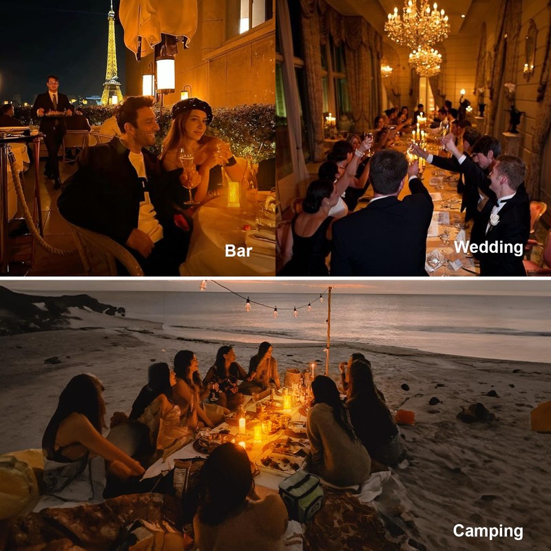 【Upgraded】 LED Flame Light, Christmas Decorations Rechargeable Flickering Flameless Candles,