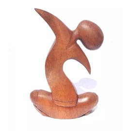 Serene Balance: Indonesian Wood Figurine in Yoga Pose Gift Idea Decoration Asian