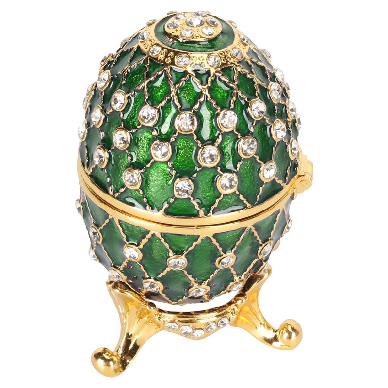 Egg Trinket Box Zinc Alloy Sparkling Rhinestone Exquisite Elegant Metal