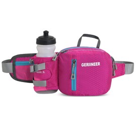GERIINEER Waterproof Bum Bag Belt Bag with Bottle Holder for Men and Women, Bum Bag Suitable for Travel Sports Running and All Outdoor Activities, Hip Bag Women Men Sports, pink red