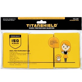 TitanShield (150 Sleeve/Yellow) Small Japanese Sized Trading Card Sleeves Deck Protector for Yu-Gi-Oh, Cardfight!! Vanguard & More