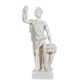 BeautifulGreekStatues Dionysus Statue Bacchus Greek God of Wine Grape-Harvest Alabaster Sculpture 9.5 Inches