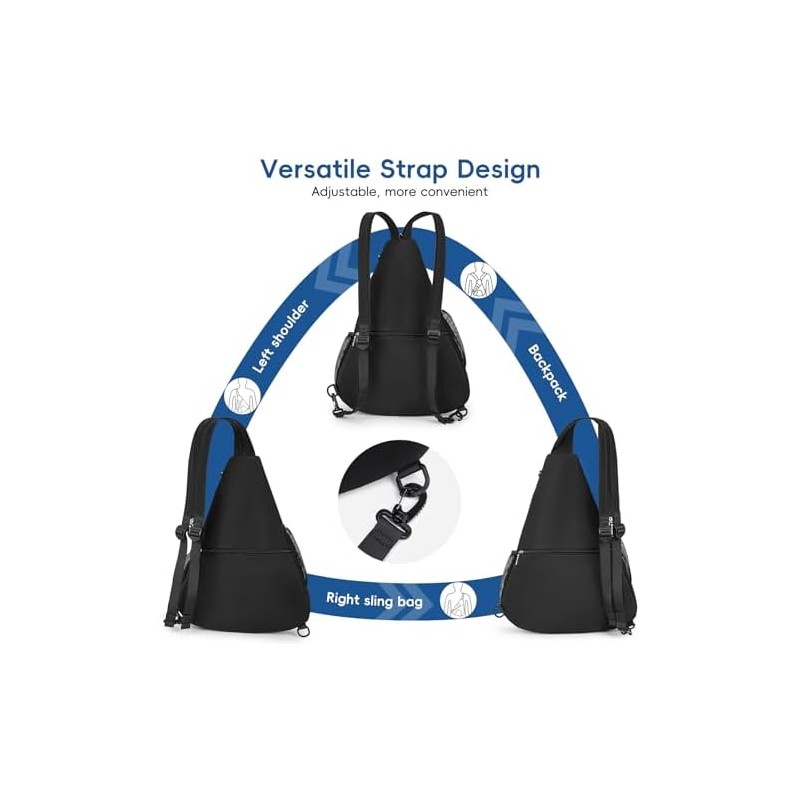 Pickleball Sling Bag Organizer for Paddles and Gear, Lightweight Crossbody