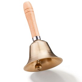 TIPTAP Loud Solid Brass Handbell, 3.15IN Hand Call Bell with Wooden Handle, Ringing Bells for Wedding, Animal Training,Dinner, Meditation, Musical Teaching, Service and More