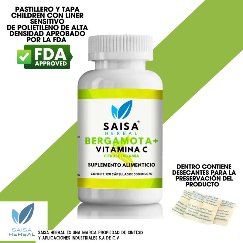 Bergamota Ctrica Y Vitamina C 120 Cpsulas Saisa Herbal Sin
