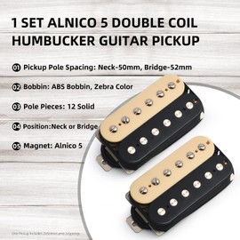 MAXCHEER Humbucker Alnico 5 Electric Guitar Pickup Humbucker Double Coil Pickup Alnico V Guitar parts (Zebra)