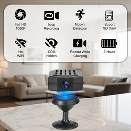 Ducgqc Small Camera,64GB Nanny Cam,1080P Video Camera for Security,Motion Detection,NO WiFi