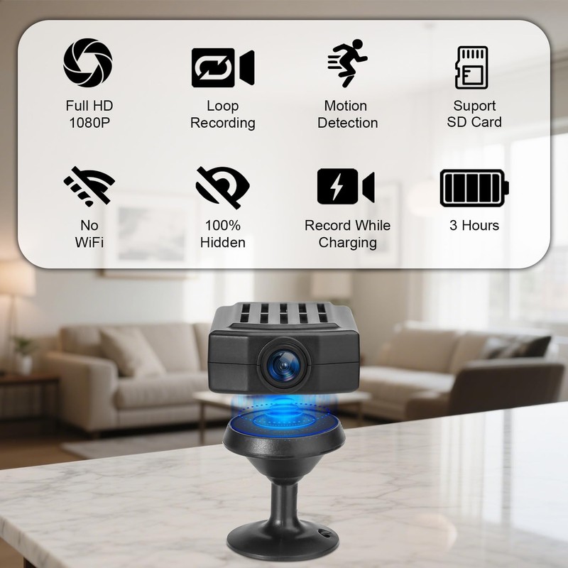 Ducgqc Small Camera,64GB Nanny Cam,1080P Video Camera for Security,Motion Detection,NO