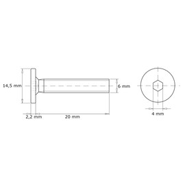 HEXATON M6 x 20mm Hex Socket Flat Head Screws - Full Thread - Pack of 50 - Galvanised Steel - Furniture Screws with Flickering Hop