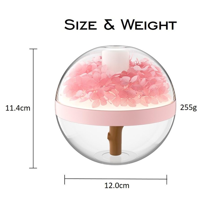 Preserved Flower Portable Humidifier,270ml Capacity,Rechargeable Essential Oil Diffuser with Night