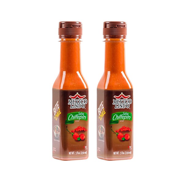 Mexico Lindo Chiltepin Hot Sauce | 14,200 Scoville Level | Traditional Spicy Flavor | 5 Fl Oz Bottles (Pack of 2)