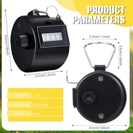 6 Pack Hand Tally Counter 4 Digit Mechanical Palm Click Counter Plastic Hand Held Counter Clicker with Metal Finger Ring for Counting Numbers School Golf Sports Events Office Stadium (Black)