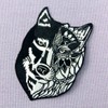Sunflower Tribal Wolf Embroidered Badge Iron on or Sew on