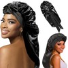 syiyunran Satin Hair Cap, Silk Bonnet, Black, 1 Piece, for