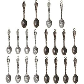 Yxinjy 20Pcs Antique Silver Color Vintage Carved Spoon Metal Art Craft Charm Accessories Beading Jewelry Making Supplies for Women (10 x 49 mm)