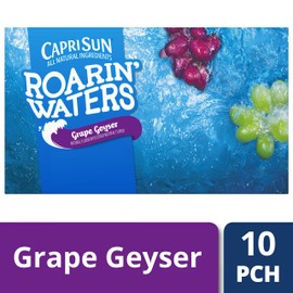 Capri Sun Roarin' Waters Grape Geyser Naturally Flavored Water Kids Juice Beverage (40 ct Pack, 4 Boxes of 10 Pouches)
