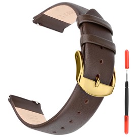 UOEPOWA Quick Release Vintage Leather Watch Bands, 20mm 22mm Band Width, Quick Release Leather Watch Bands for Men Women, Leather Replacement Wrist Strap (20mm, Brown/Gold Buckle)