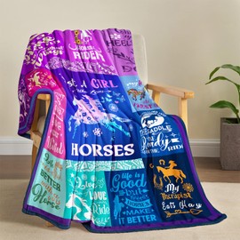 Rnmkertio Horse Blanket Gifts for Girls Women, Gifts for Horse Lovers, Horses Accessories Stuff for Girls, Horses Throw Blanket 60"x50"