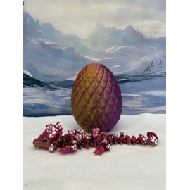 Generic Mushroom Baby Dragon, 3D Printed Articulated Mushroom Baby Dragon, Red Purple Gold Fidget ADHD Autism Toy BD005-RPG