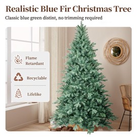 7.5ft Artificial Christmas Tree Blue Fir Xmas Tree with 2070 Dense Branches Metal Tree Stand for Home Christmas Decor Arbol de Navidad