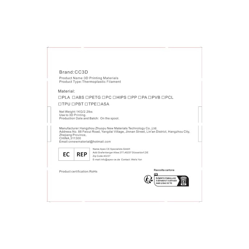 CC3D PLA MAX Purple PLA+ 1.75mm 3D Printing Filament 1KG