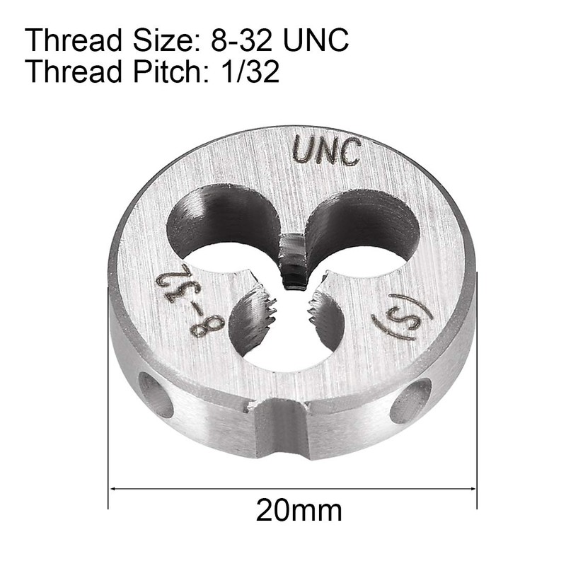 uxcell 8-32 UNC Round Die, Machine Thread Right Hand Threading