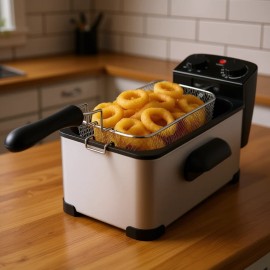 Electric Stainless Steel Deep Fryer 3.2 Quart with Timer and Adjustable Thermostat Control for Home UseColor: as show Color