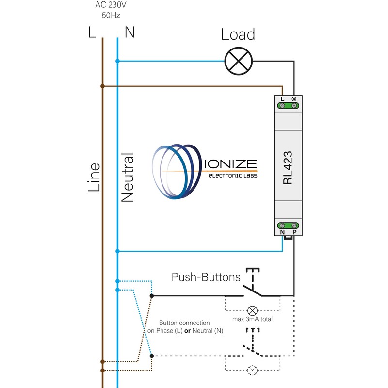 IONIZE RL423 Quiet Impulse Switch, Solid State Relay, DIN Rail,