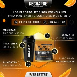 Recharge Electrolitos En Polvo 60 Porciones Sabor Naranja                                                                                             
