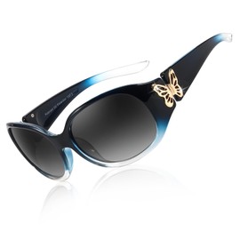 TJUTR Polarised Sunglasses for Womens Wrap Around Ladies Sunglasses with UV Protection Trendy Butterfly Design