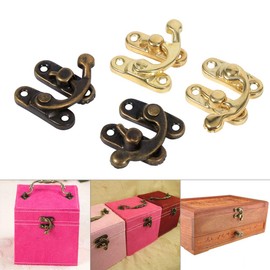 Raguso 12pcs Antique Latch Hook Hasp Jewelry Box Latch Left Right Toggle Hasp Hook Wood Box Latch Hook with Screws Swing Arm Latch Toggle(Bronze-Right)