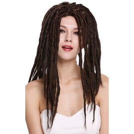 WIG ME UP - 90674-ZA4 Wig for Men and Women, Carnival, Dreadlocks, Rasta, Reggae, Rastafari, Hippie Dreads, Brown, 40 cm