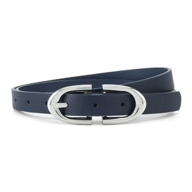Earnda Thin Belt for Women Jeans Dresses Blue Faux Leather Skinny Waist Belts with Silver Buckle 0.71" Width