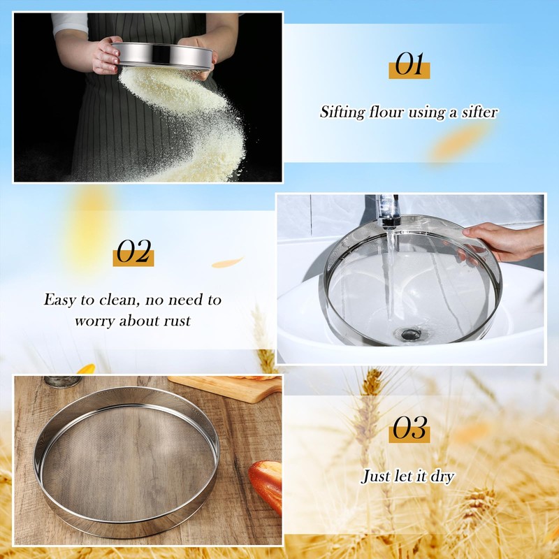 Patelai 1 Pc Stainless Steel Round Flour Sifter Sieve Fine