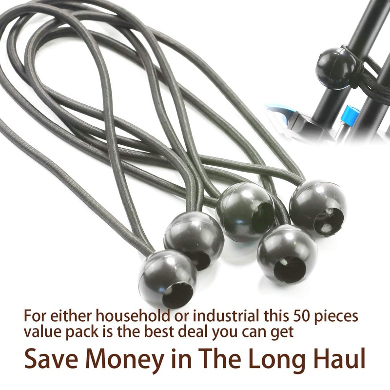 9 inch 50 Piece Heavy Duty 5mm Ball Bungee Canopy