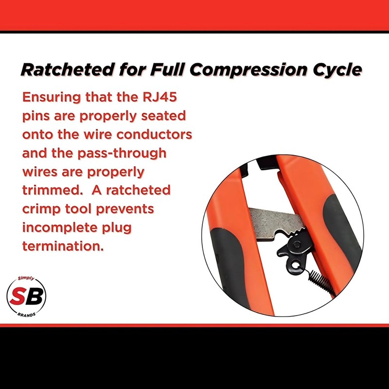 Simply45 Pass-Through RJ45 Crimp Tool for Unshielded and Internal Ground
