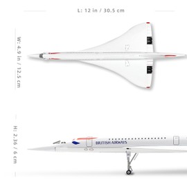 SEBUNAS 1/200 Scale Concorde Aircraft Model Supersonic Airliner Miniature British Airways Metal Diecast Airplane Model Kit for Adult Aviation Enthusiast Collection and Gift