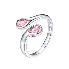 Bestyle Adjustable Rings Women's 925 Silver Droplet Ring, Gemstone Ring, Open Thumb Ring, Simple Ring, Teardrop Chunky Rings, Size Adjustable from 50-60, Sterling Silver