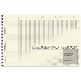 BookFactory Accounting Ledger Notebook/Large 13 Column Accounting Ledger Columnar (Thirteen Columns) Log Book - 18'' x 12'', 100 Pages, Wire-O Landscape Format (Made in USA)